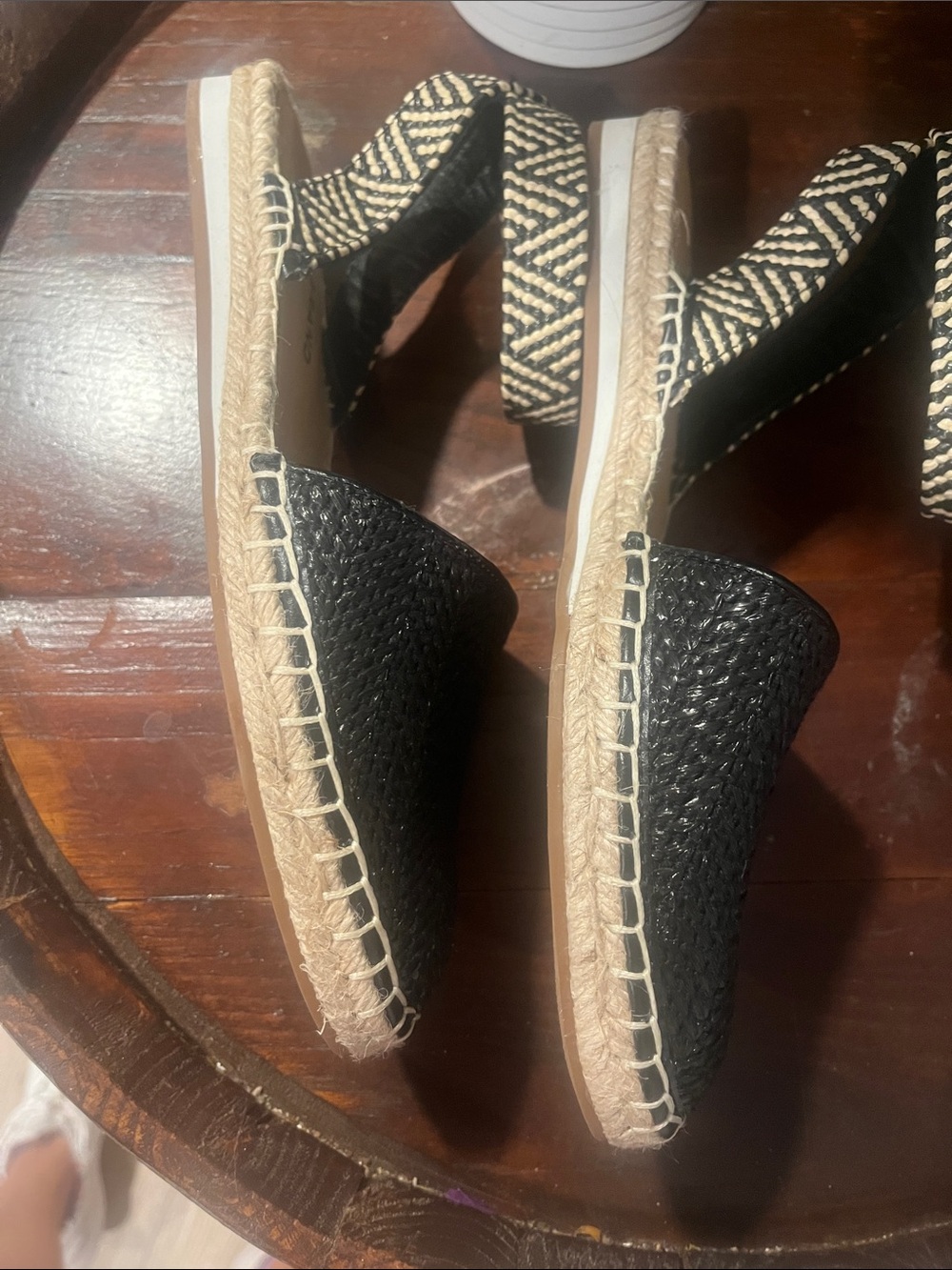 Lucky Brand Black Woven Espadrille Flats with Patterned Ankle Straps - Picture 3 of 10
